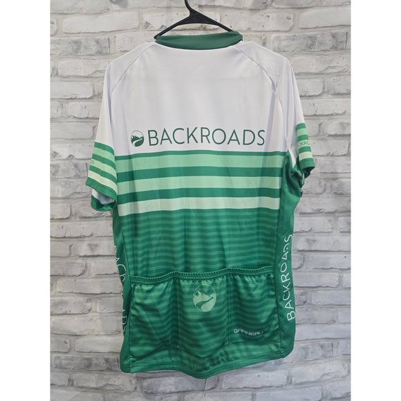 Louis Garneau Full Zip Cycling Jersey Men XL Green White Backroads Short Sleeve - Picture 8 of 8